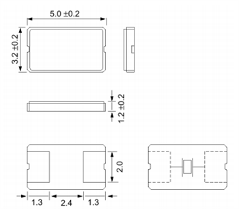 Mechanical Drawing - ECS ECX-53/53Q SMD Crystals